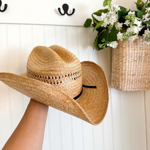 Alamo Hats Supreme Quality Western Straw Cowboy Hat Brown 6 7/8 - Picture 2 of 9